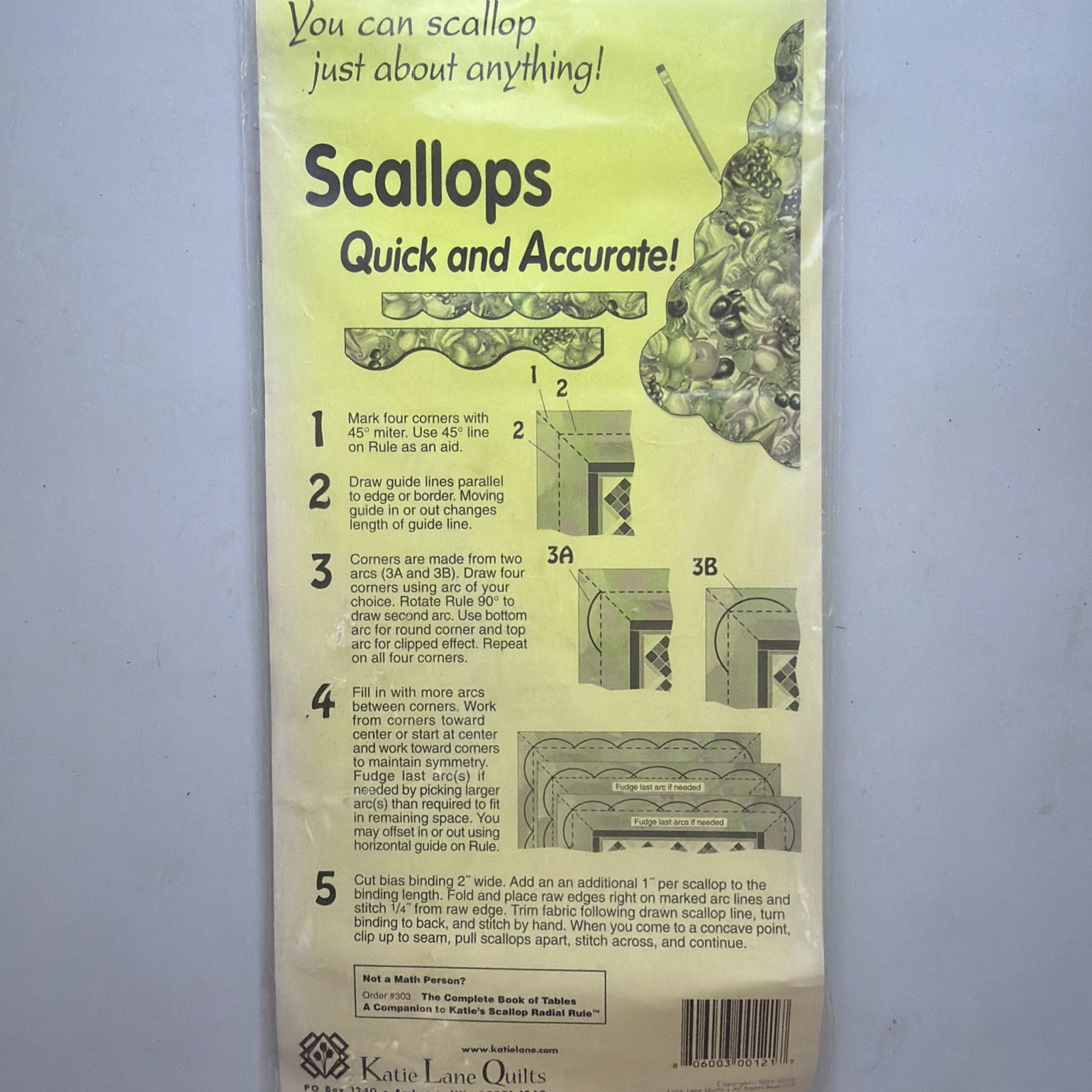 Katie Lane Quilts Large Scallop Radial Quilting Ruler  New