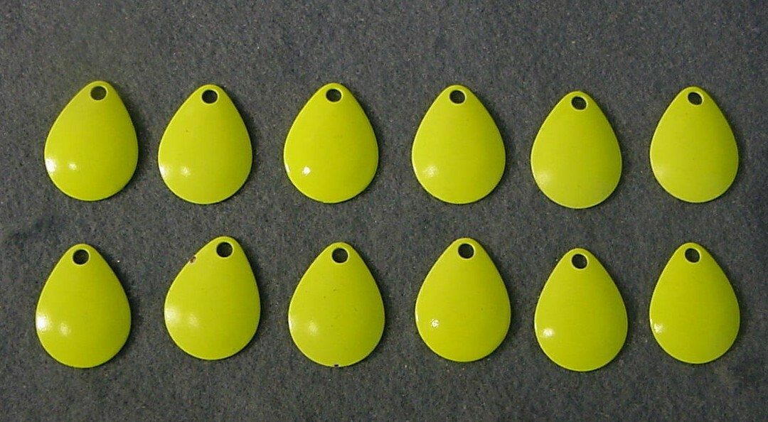 Lot of 12 ~ Worth Mfg No. 3 Chartreuse Colorado Spinnerbait Blades #3