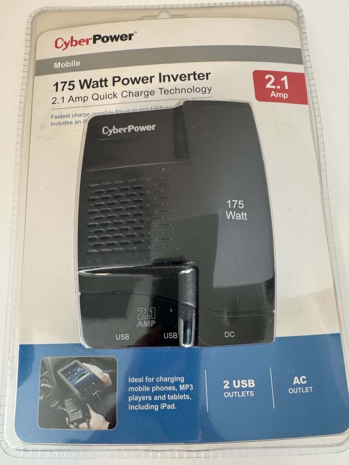 CyberPower Mobile 175 Watt Power Inverter 2.1 Amp Quick Charge Technology NEW