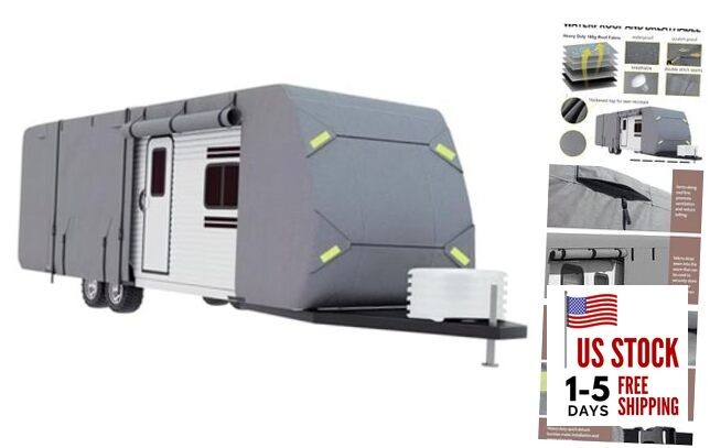 Travel Trailer RV Cover, Anti-UV, Weatherproof, Rip-Stop Camper Cover for
