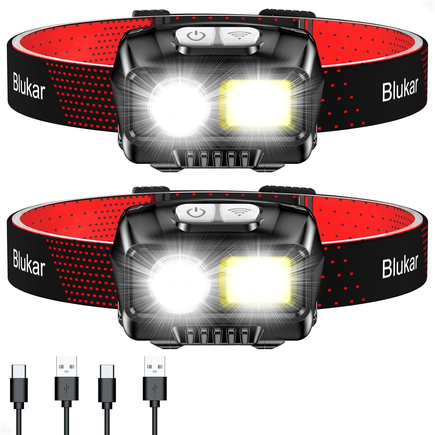 LED Headlamp Rechargeable,2000L High Lumen Super Bright Dimmable Headlight Fl...