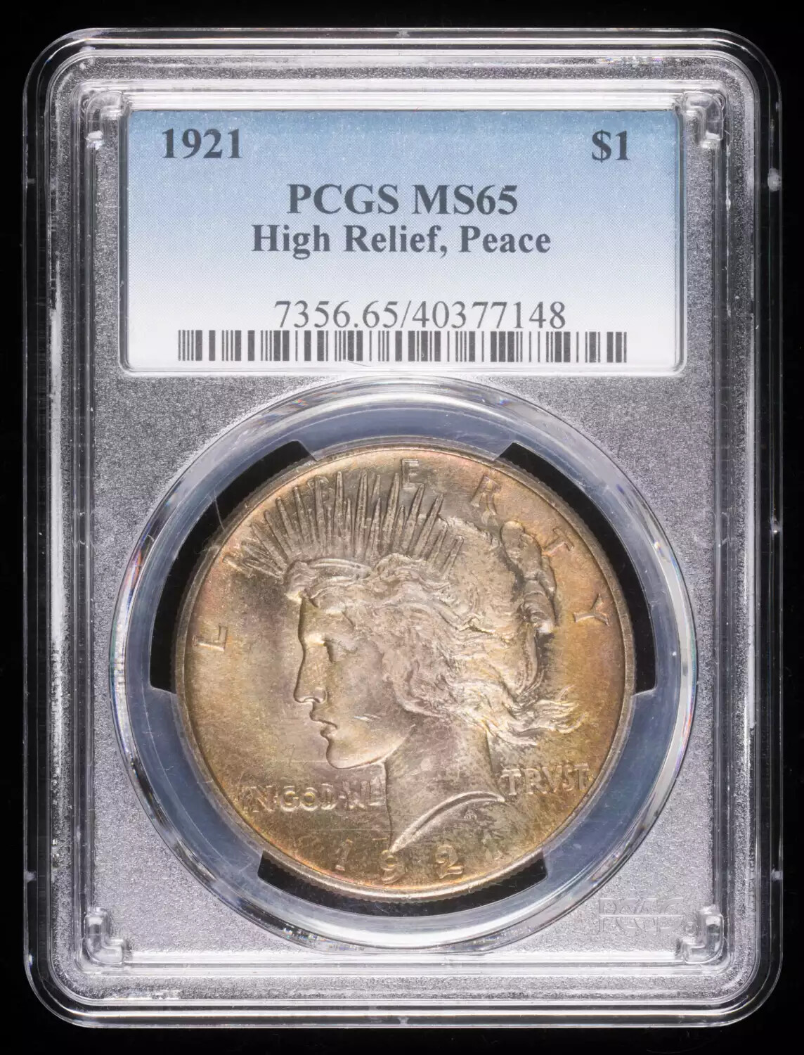 1921 P Peace Silver Dollar PCGS MS-65 TONED!!