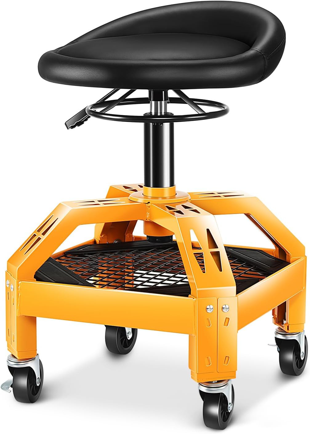 Rolling Padded Seat Adjustable Height Seat 330Lbs Capacity Rolling Mechanic Cree