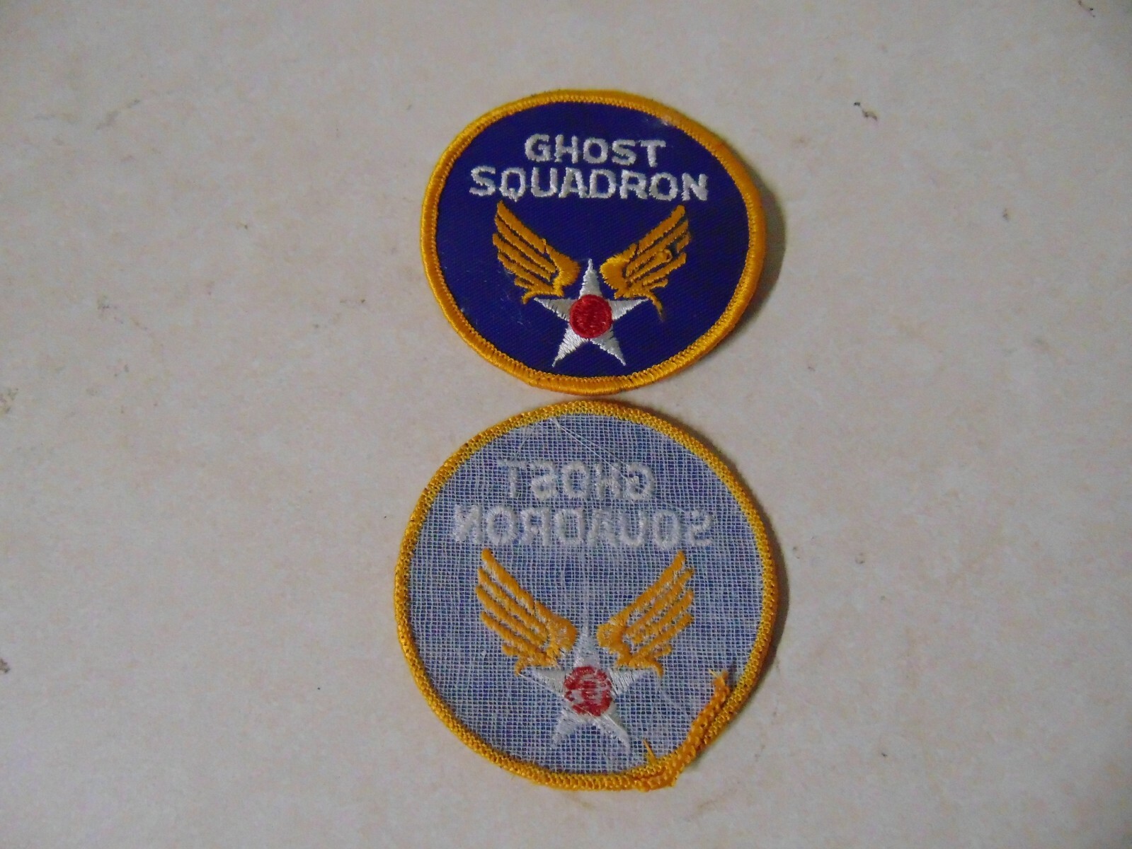 MILITARY PATCH OLDER SEW ON US ARMY AIR CORPS GHOST SQUADRON APPROX 3 INCHES