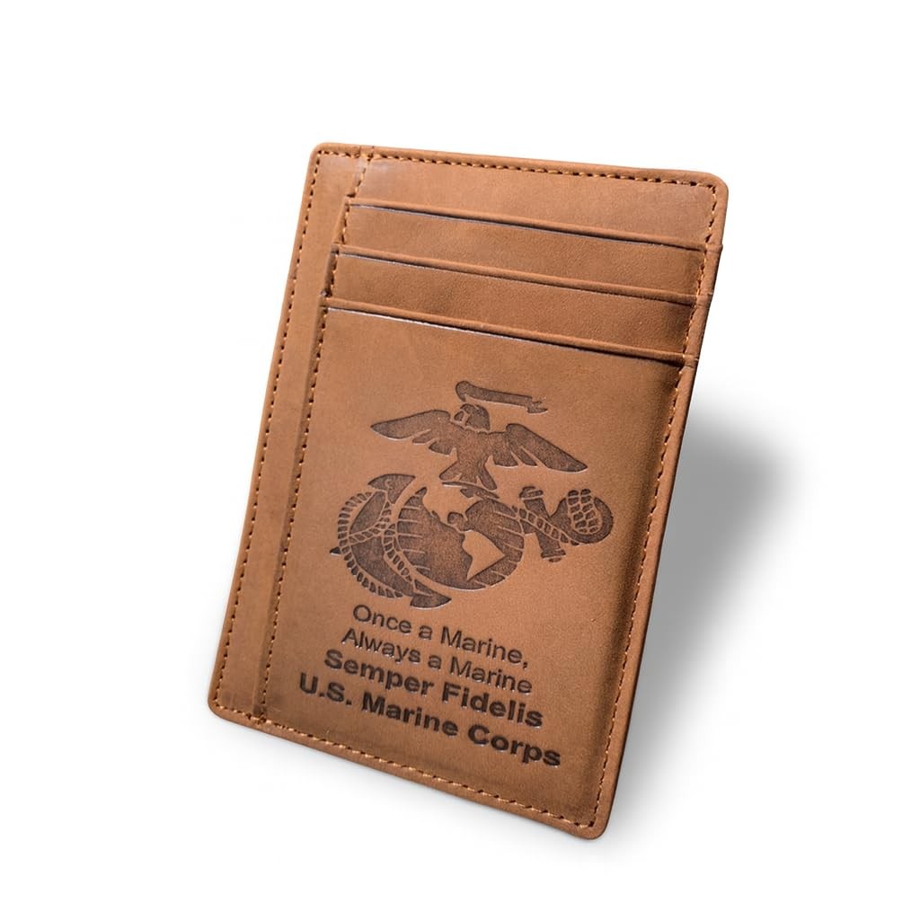 Officially Licensed U.S. Marine Corps (USMC) Slim Wallet | Slim, Brown