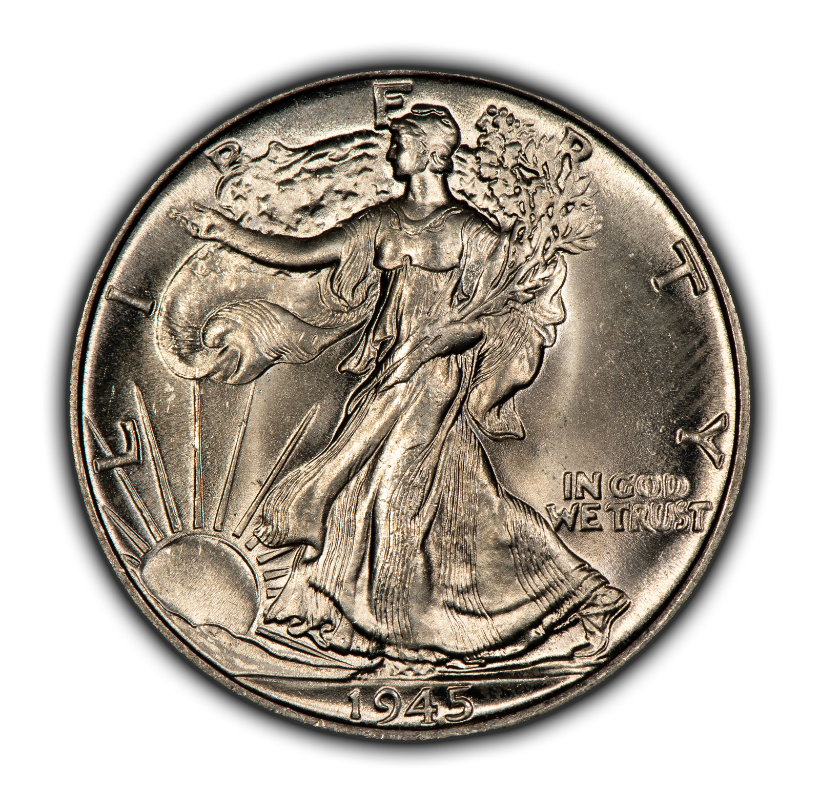 1945 50c Walking Liberty Silver Half Dollar - BU - SKU-H2938