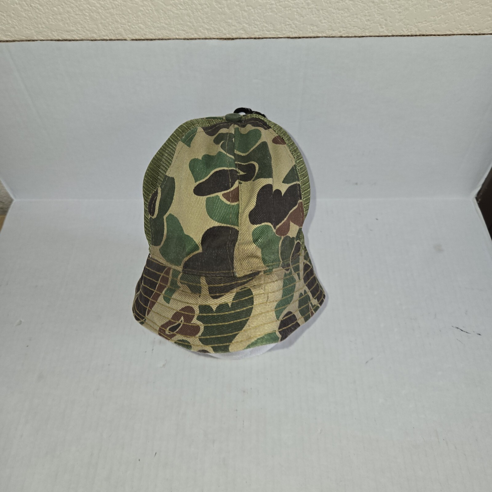 Vtg Bucket Camo Duck Hunting Hat Woodland Camo Vented Bow Hunting