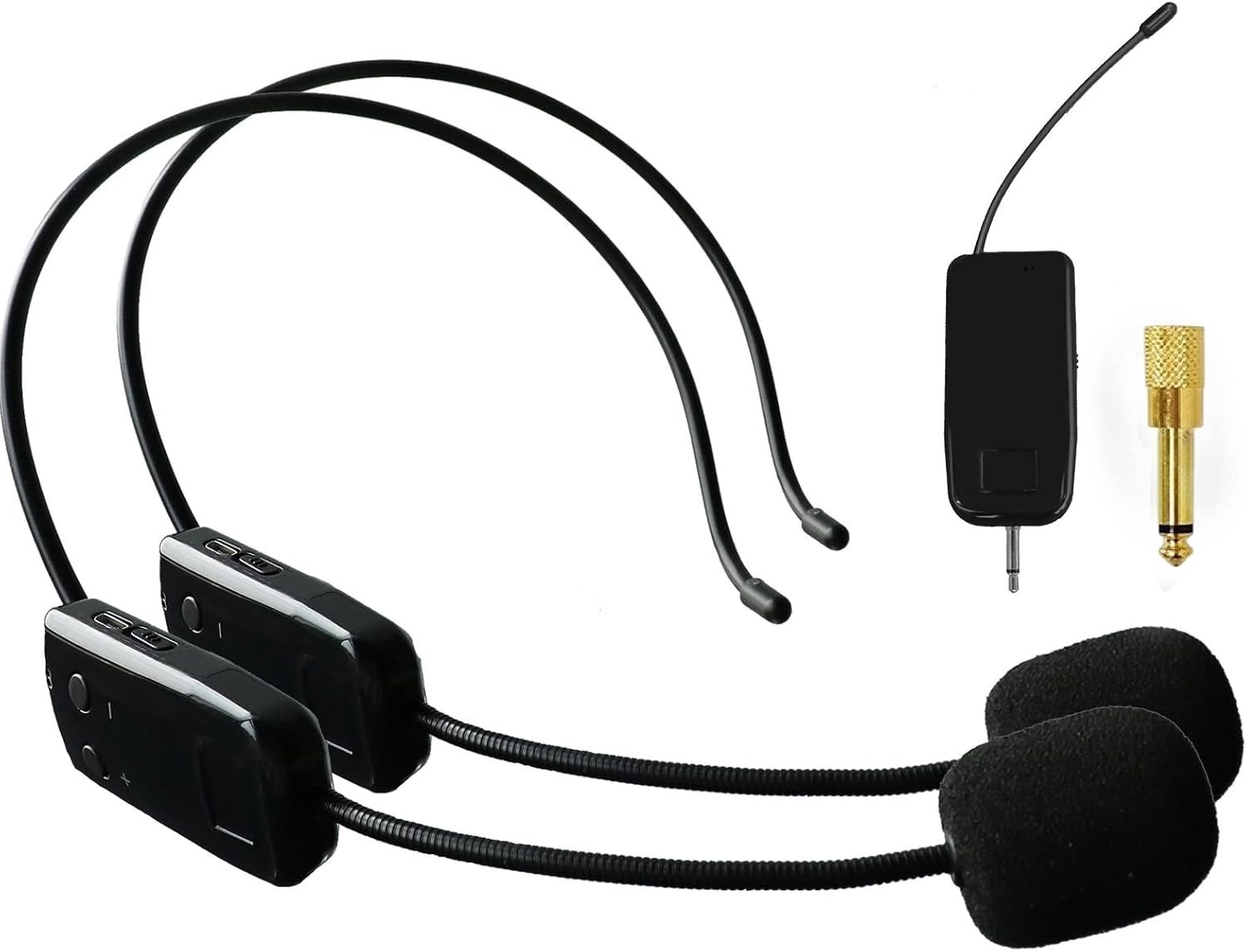 Wireless Microphone System for 2 People, 2.4G Dual Wireless 2x Headset Mic