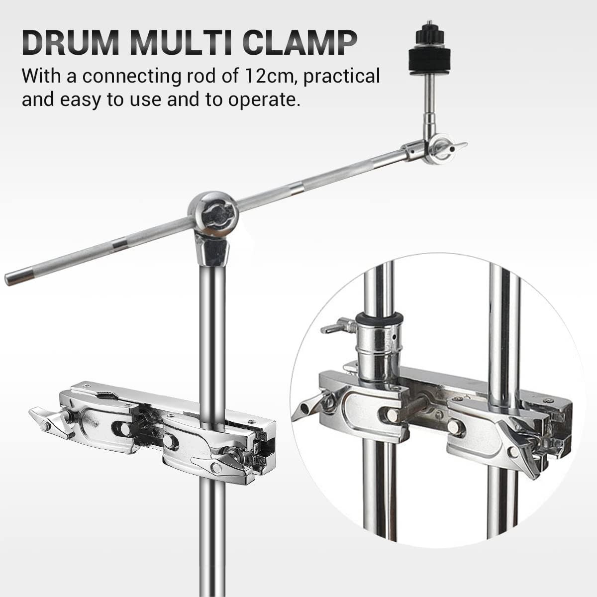 Adjustable Drum Multi-Clamp - Secure, Lightweight Holder for Cymbals & Toms