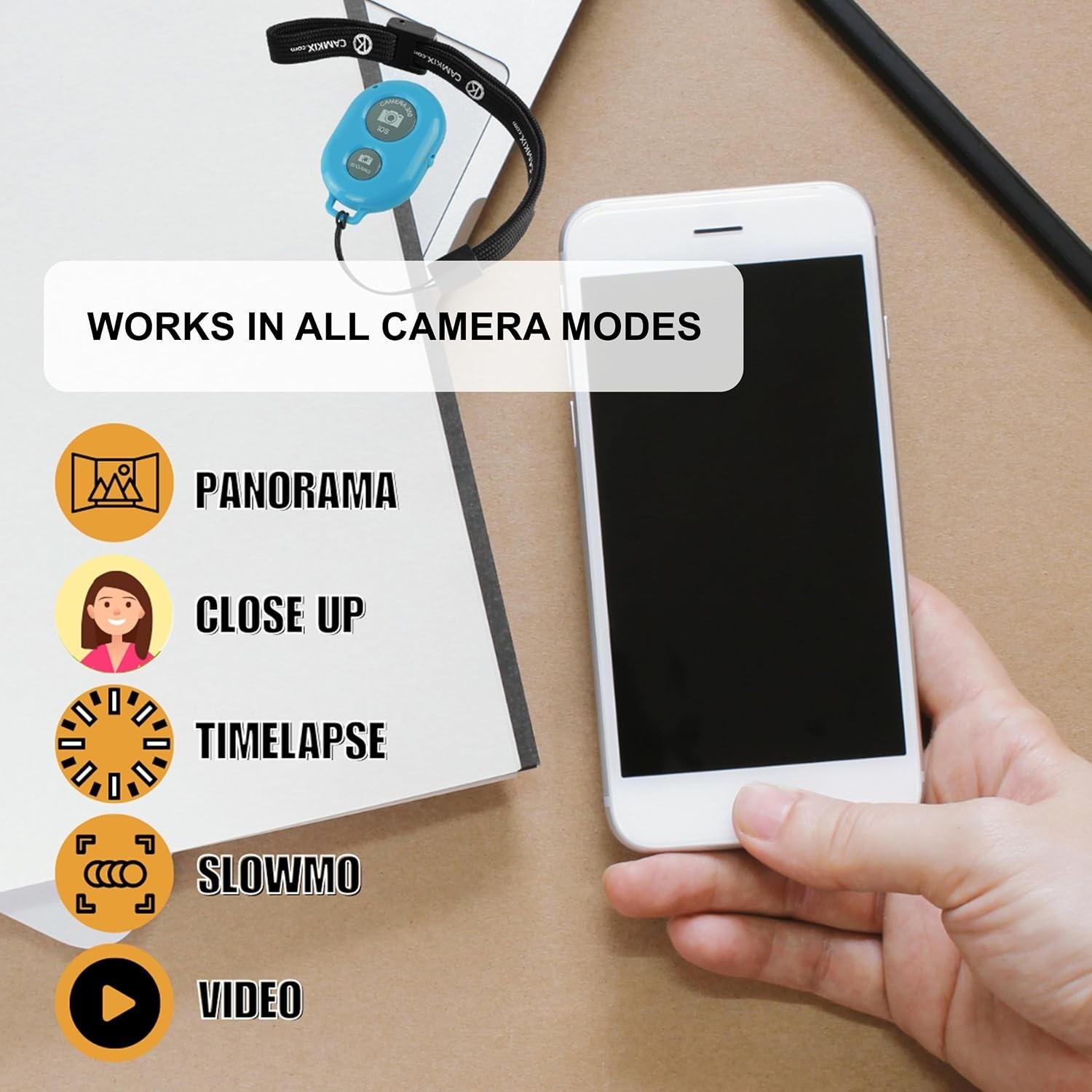 Bluetooth Camera Shutter Remote for Effortless Selfies and Group Shots - Blue