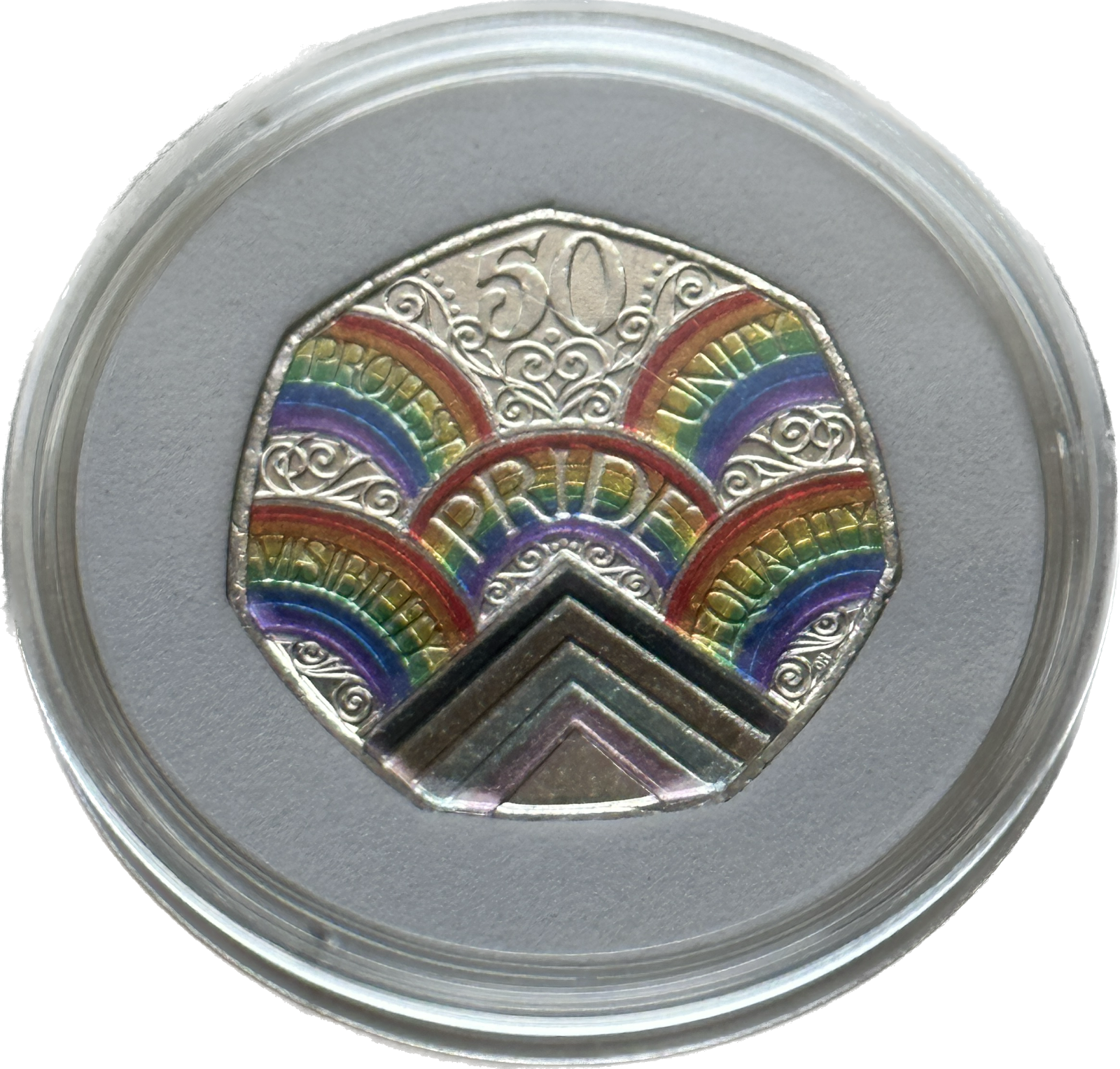 LGBT PRIDE Rainbow COIN (UK , 2022)- Colorized coin with display frame
