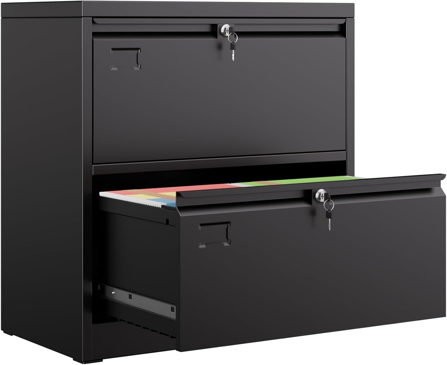 2 Drawer Lateral File Cabinet with 2 Independent Locks, Metal Filing Storage for