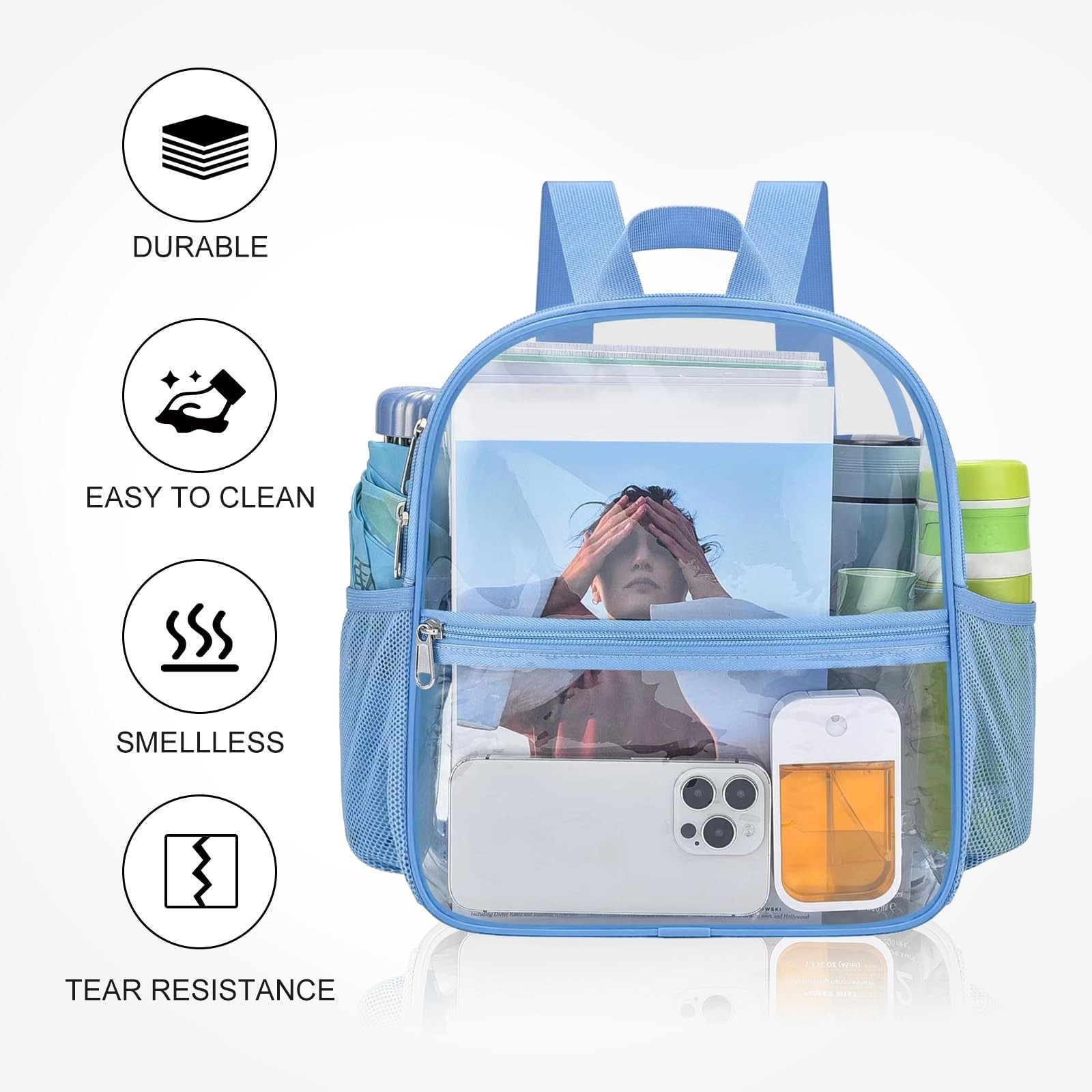 Clear Backpack Stadium Approved 12X11x6, Waterproof Clear Bag Stadium Backpac...