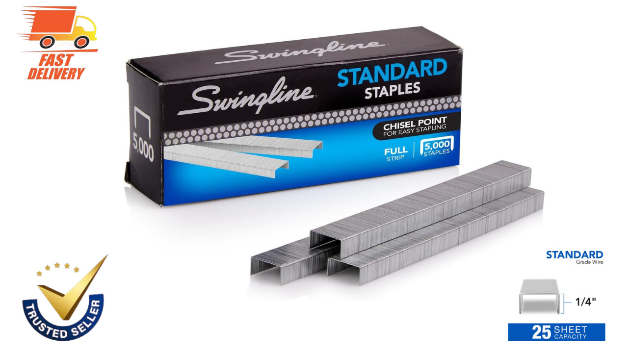 Swingline 1/4 Inch Standard Staples 5000ct - Sharp Desktop Staplers 210/Strip..