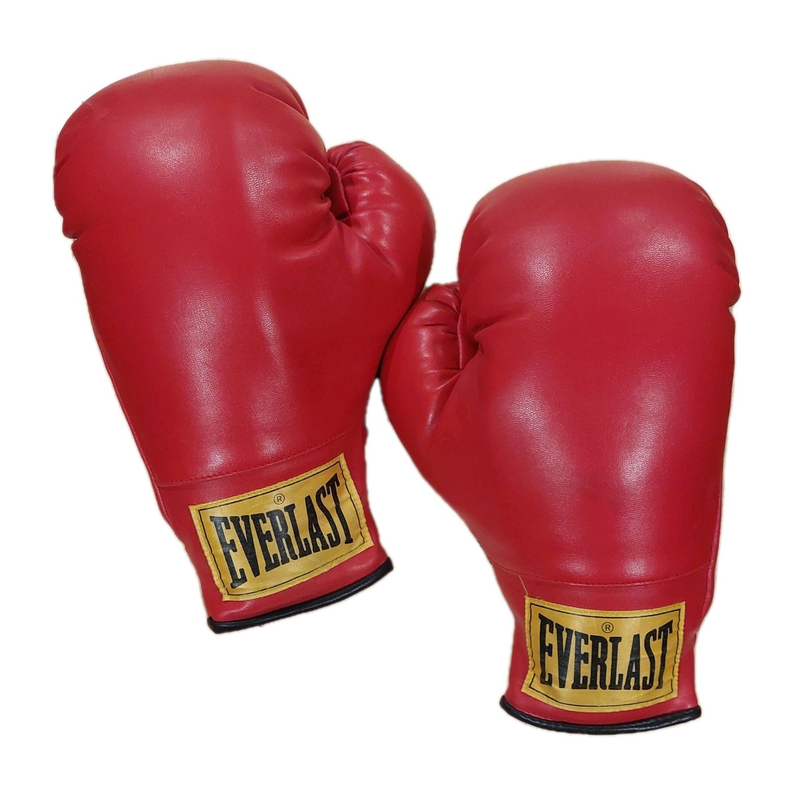 Everlast 14oz Laceless Boxing Gloves - Red W/ Yellow & Black Lettering VINTAGE