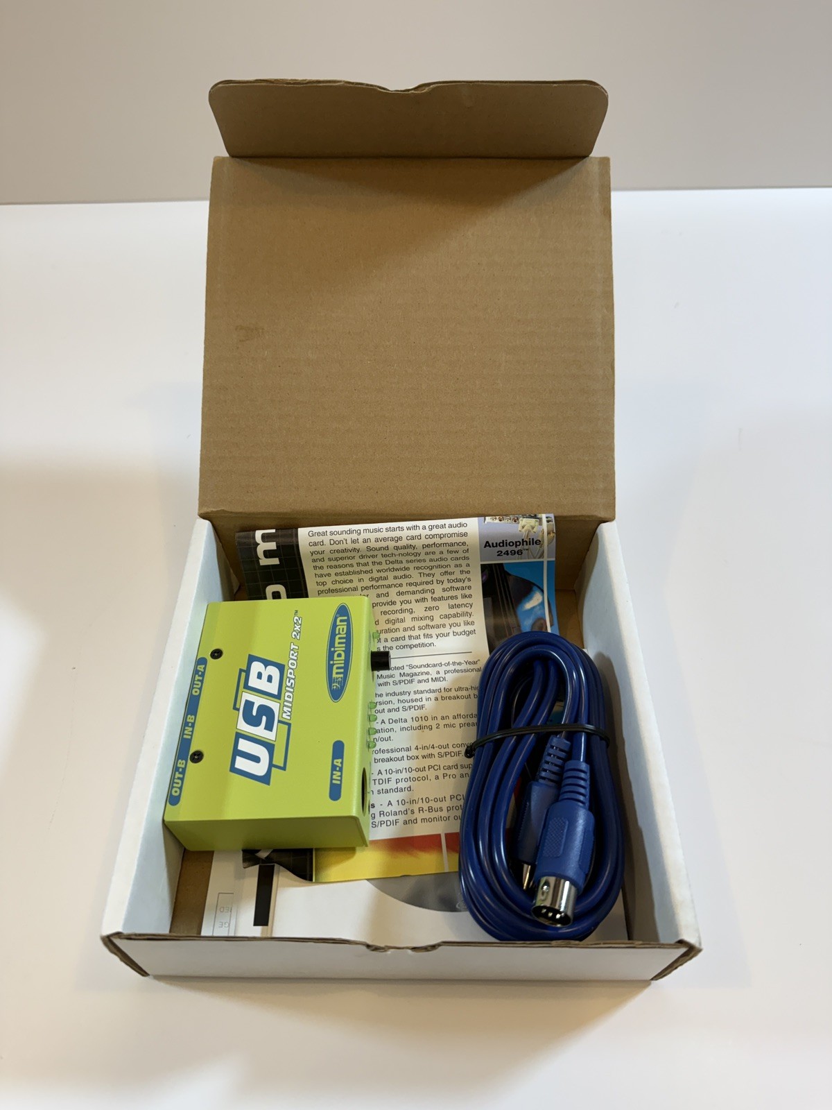 Midiman Midisport 2x2 USB MIDI Interface For Windows & Mac In Box