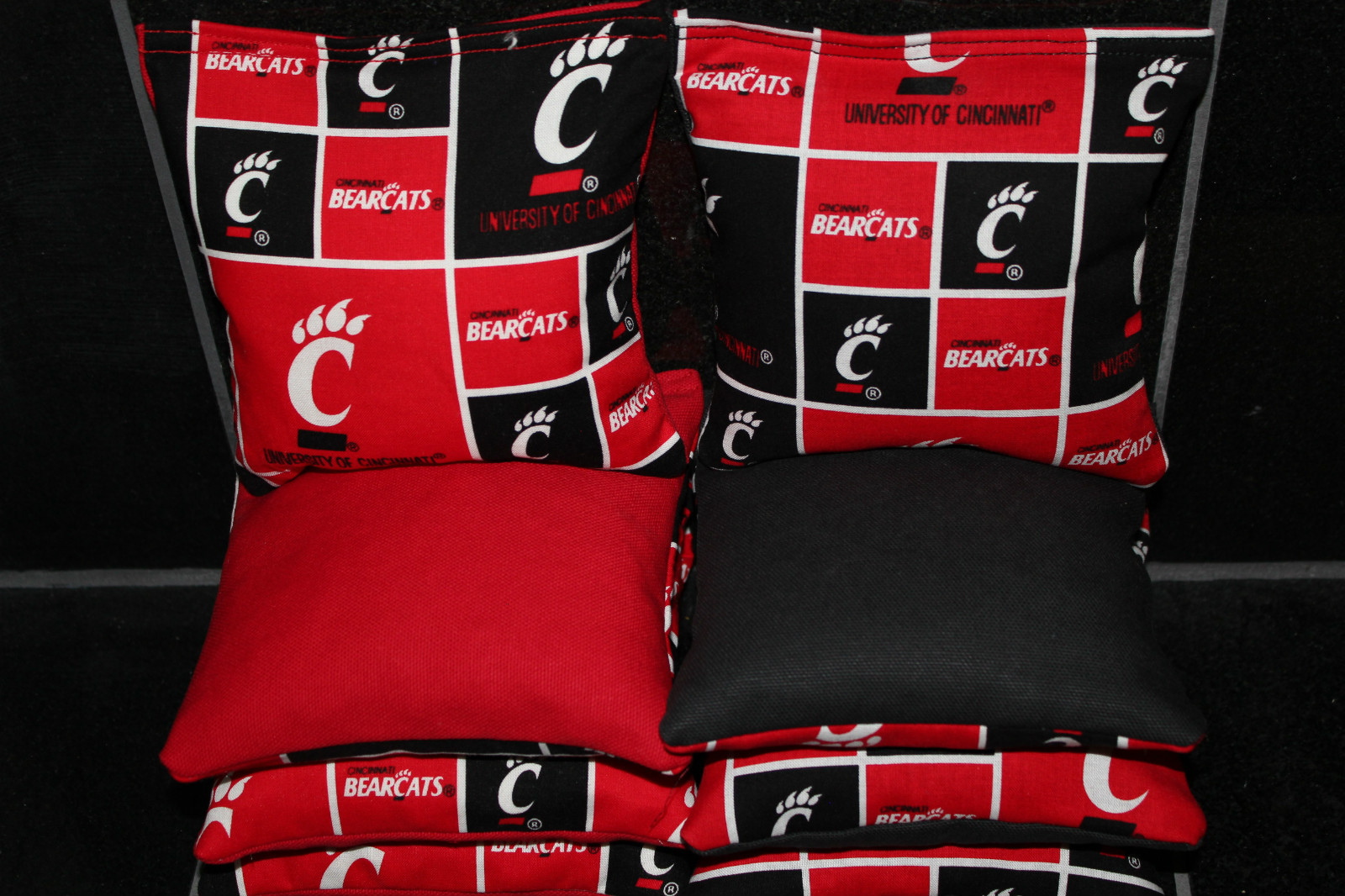 CORNHOLE BEAN BAGS made w CINCINNATI BEARCATS Fabric 8 ACA Reg Bags