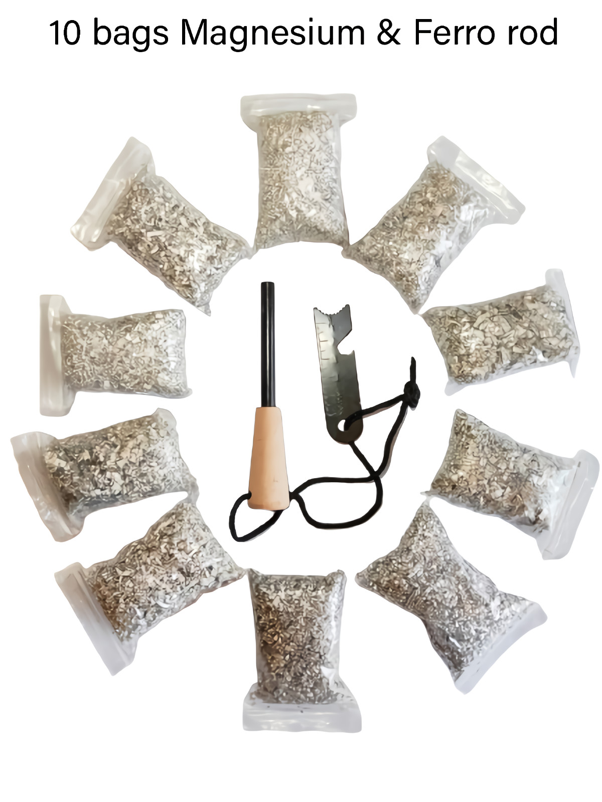 Fire Starter 10 Bags Magnesiums 99% Pure Ferro Rod For Camping Hiking Bushcraft