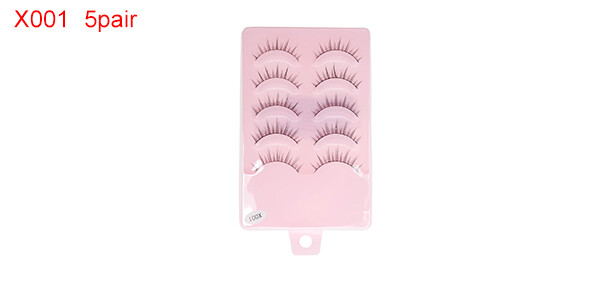 Natural False Eyelashes for Makeup Black X001 5 Pair