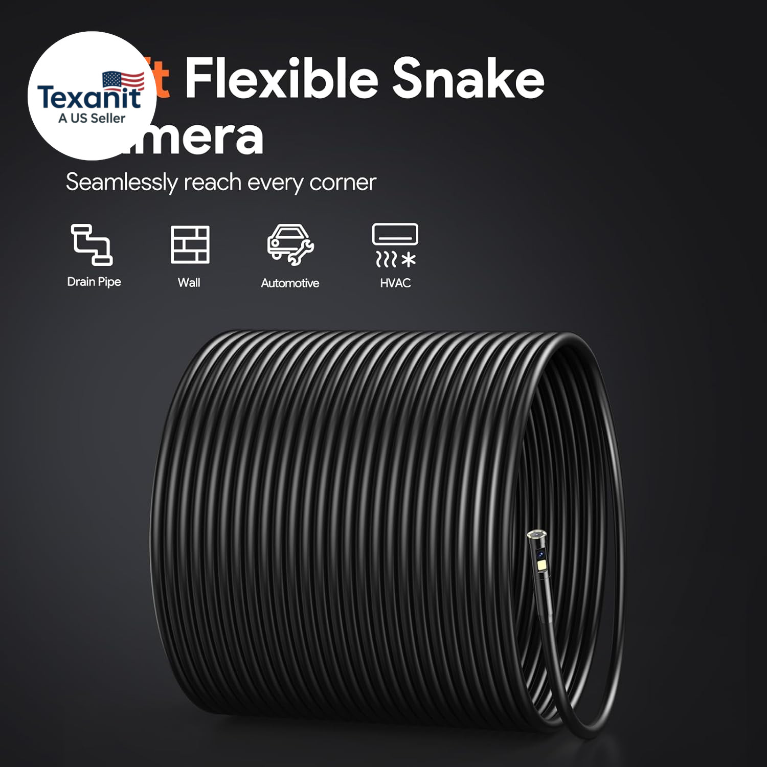 50Ft Sewer Camera, 1080P HD Triple Lens Borescope, 5" IPS Screen Endoscope with