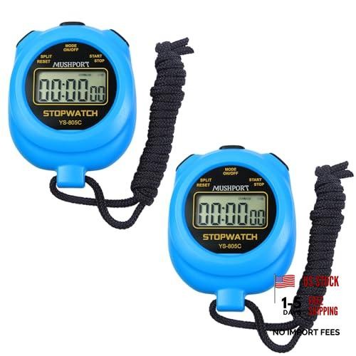 2 Pack Stopwatch Sport Timer - Simple Stop-Watch - Digital - Blue