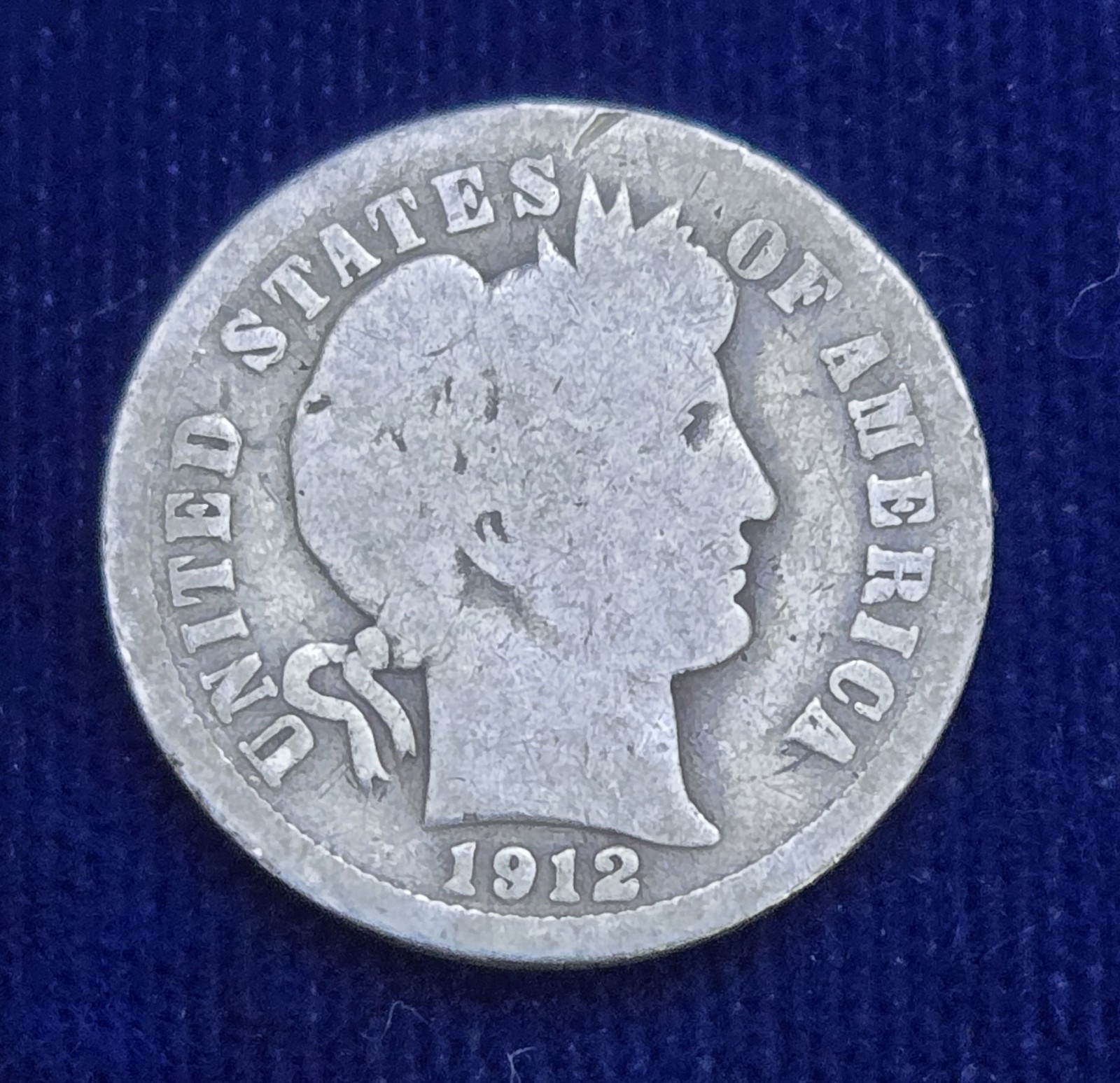 1912 Barber Silver Dime #6 AG/G 90% Silver Vintage US Coin Album Filler