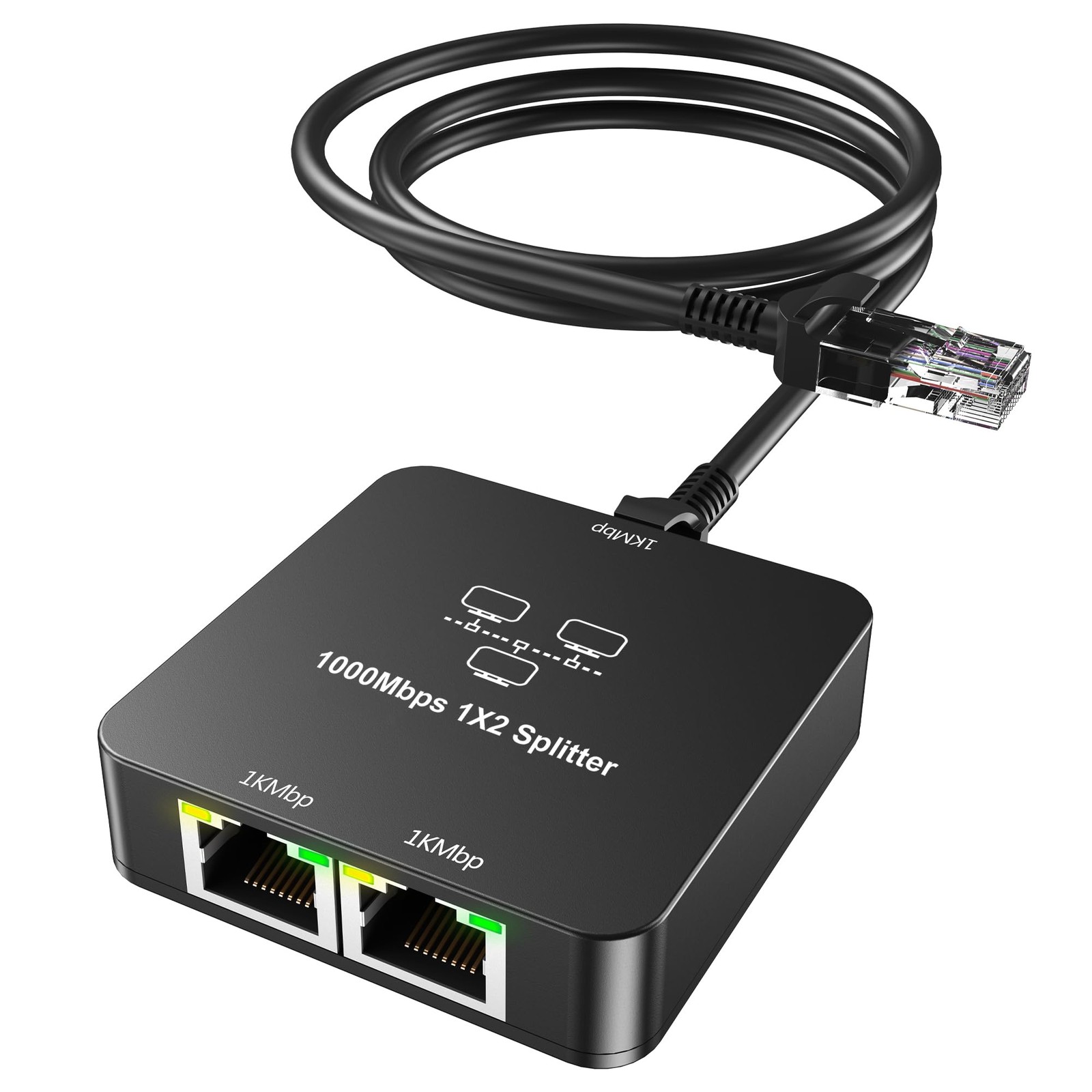 Ethernet Splitter 1 to 2 Out, 1000Mbps High Speed Network Switches with