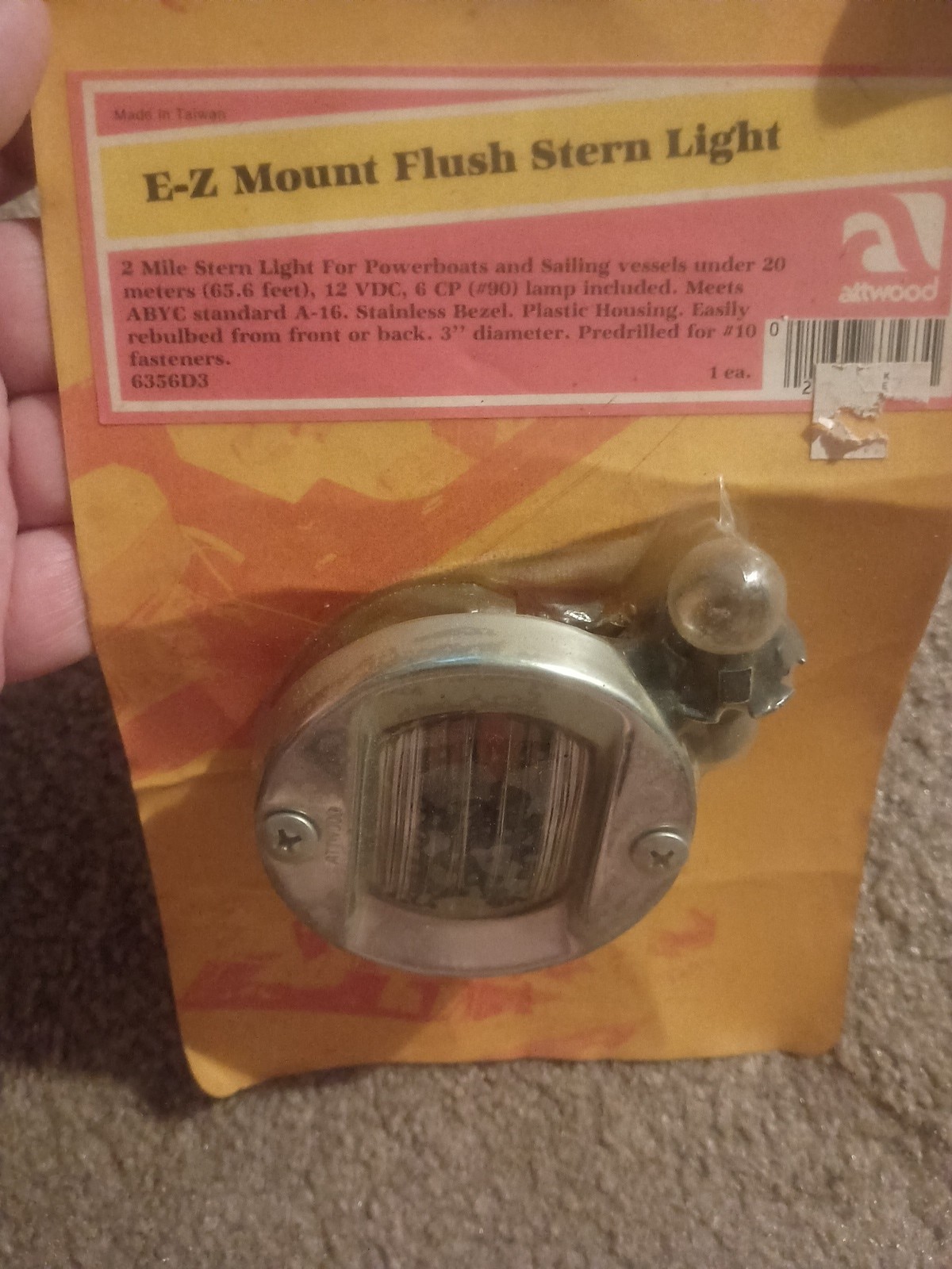 Vintage Attwood Vertical, Flush Mount Transom Light - Round 6356D3