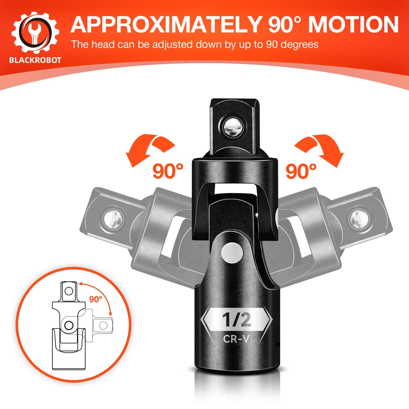 BLACKROBOT Universal Joint Set 3PCS, 1/2" 3/8" 1/4" Drive Socket Adapter Set,...