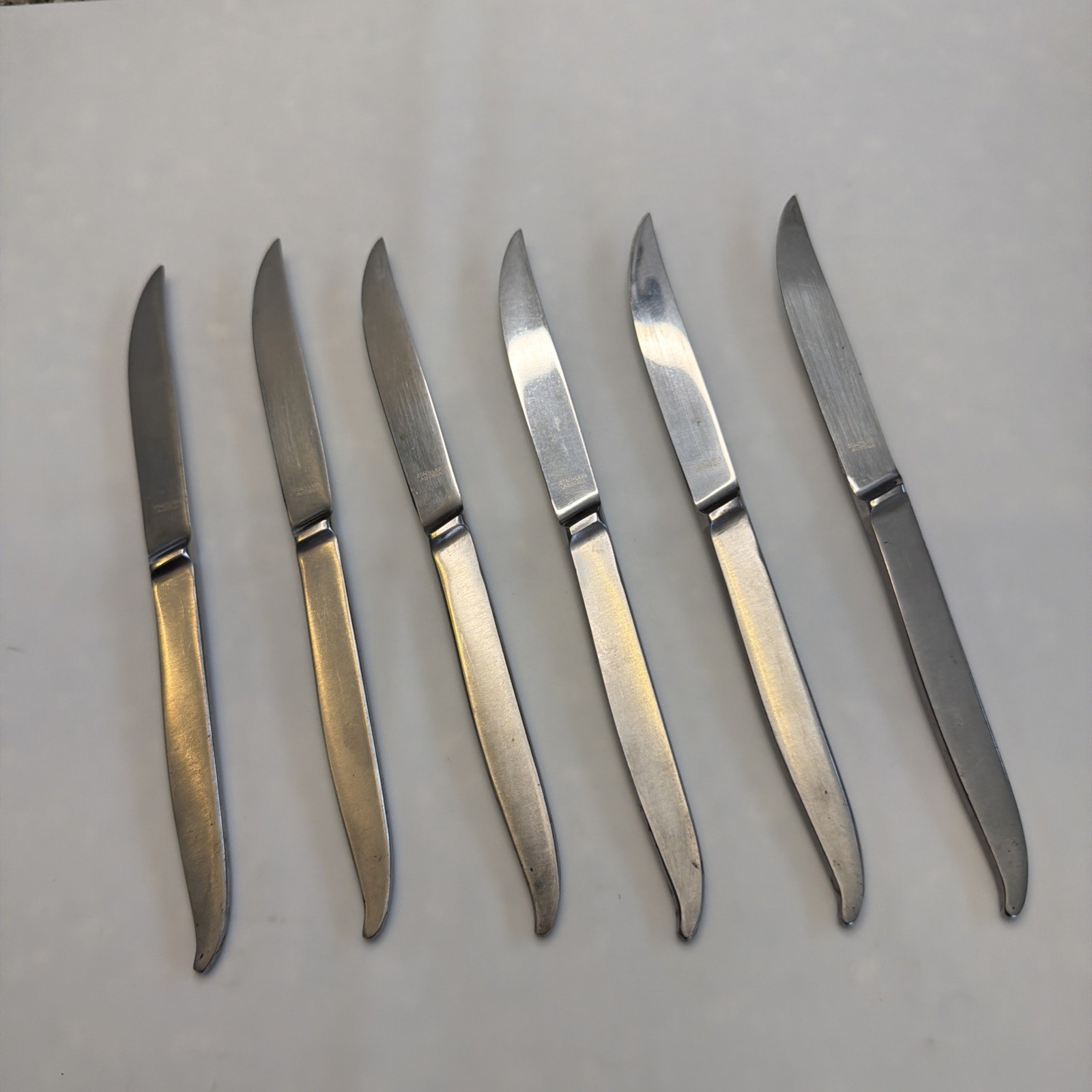 5 STAINLESS AUSTRIA Satin Steak Dinner Knives Danish Modern Stainless MCM