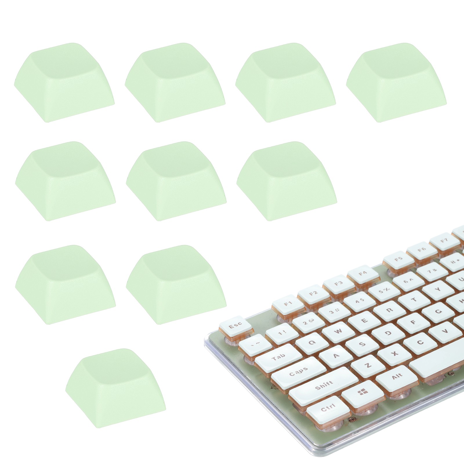 10Pcs XDA Profile Keycap Set PBT Mechanical Numeric Keypads, Fresh Green