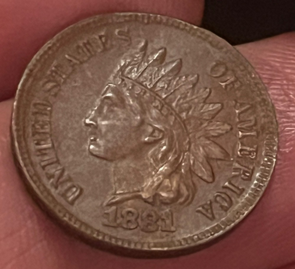 1881 Indian head cent, choice About Uncirculated /brown