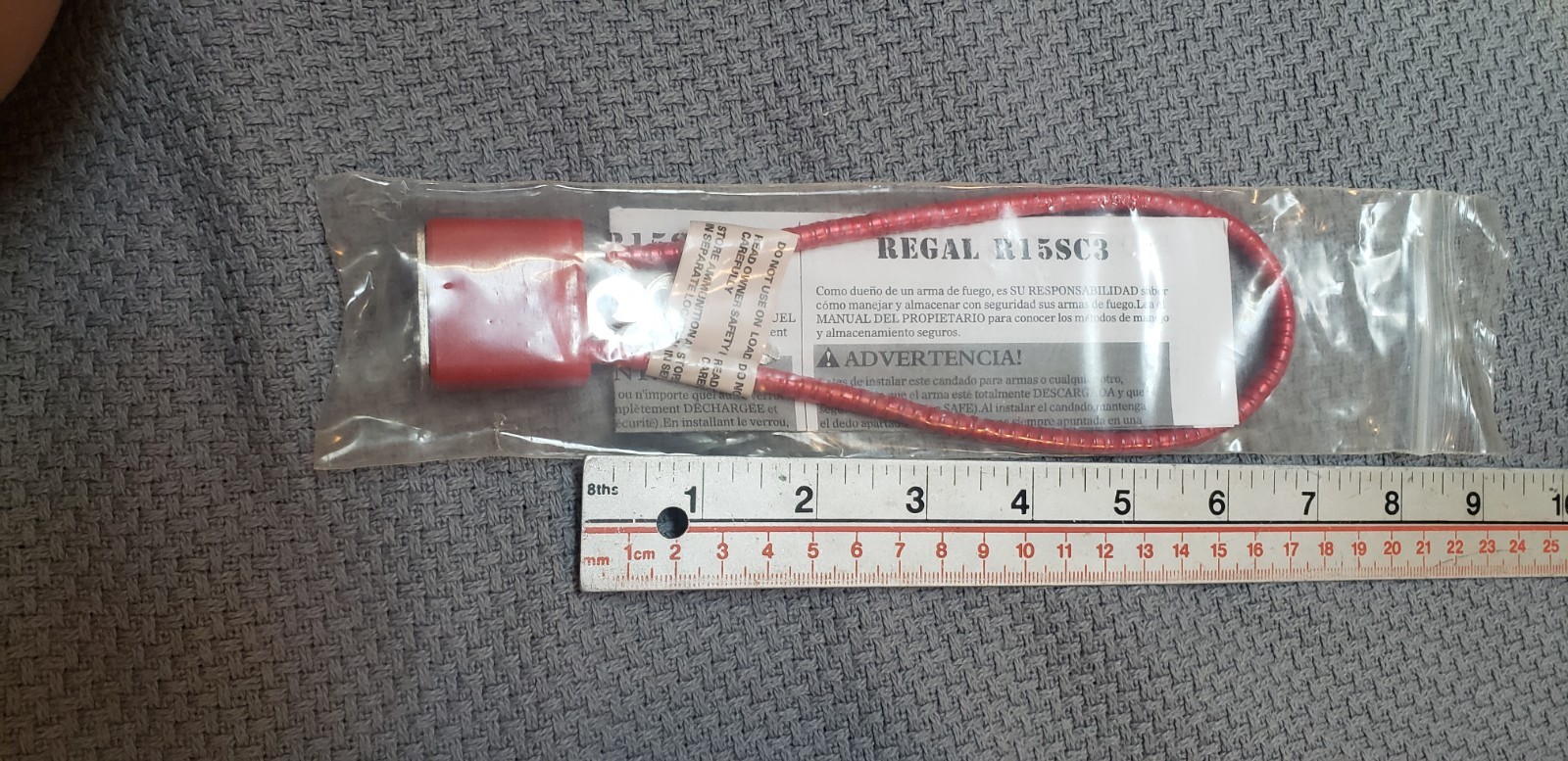 Regal Firearm Gun Safety Cable Lock R15SC3  (RED) *Brand New* 2 Keys
