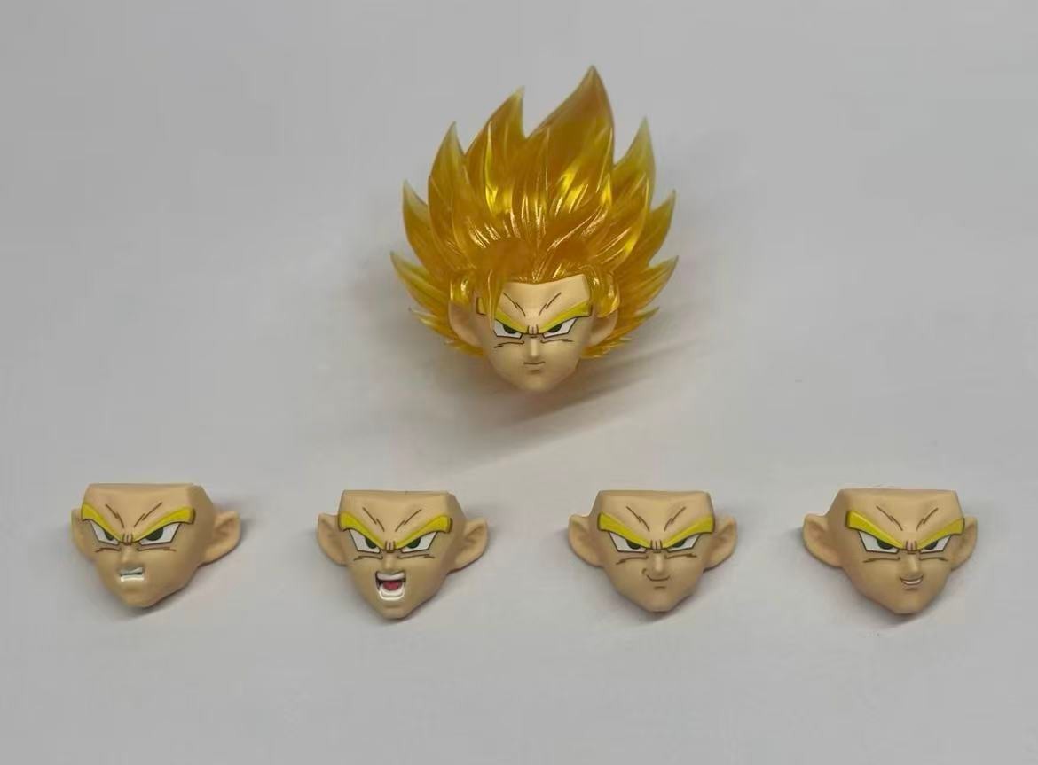 custom Dragon Ball ssj2 Goku super saiyan shf 1/12 Yellow Head Sculpt 5 Face kit