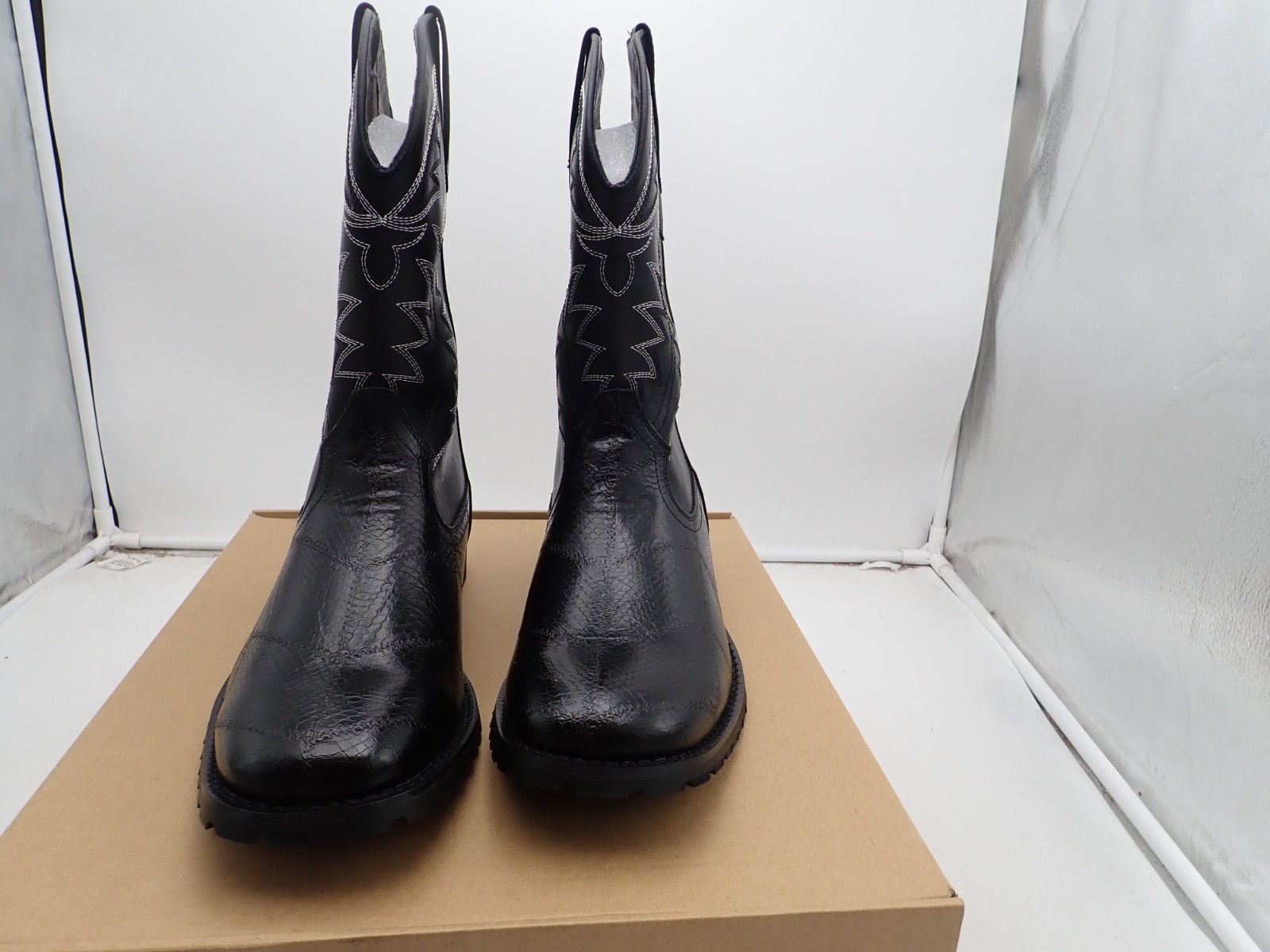 SaraIris Men's Black Cowboy & Western Work Boots Round Toe Pull On Boots size 11