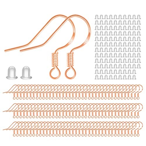925 Sterling Gold Earring Hooks 120 PCS/60 Pairs Hypoallergenic Ear Wires Rose