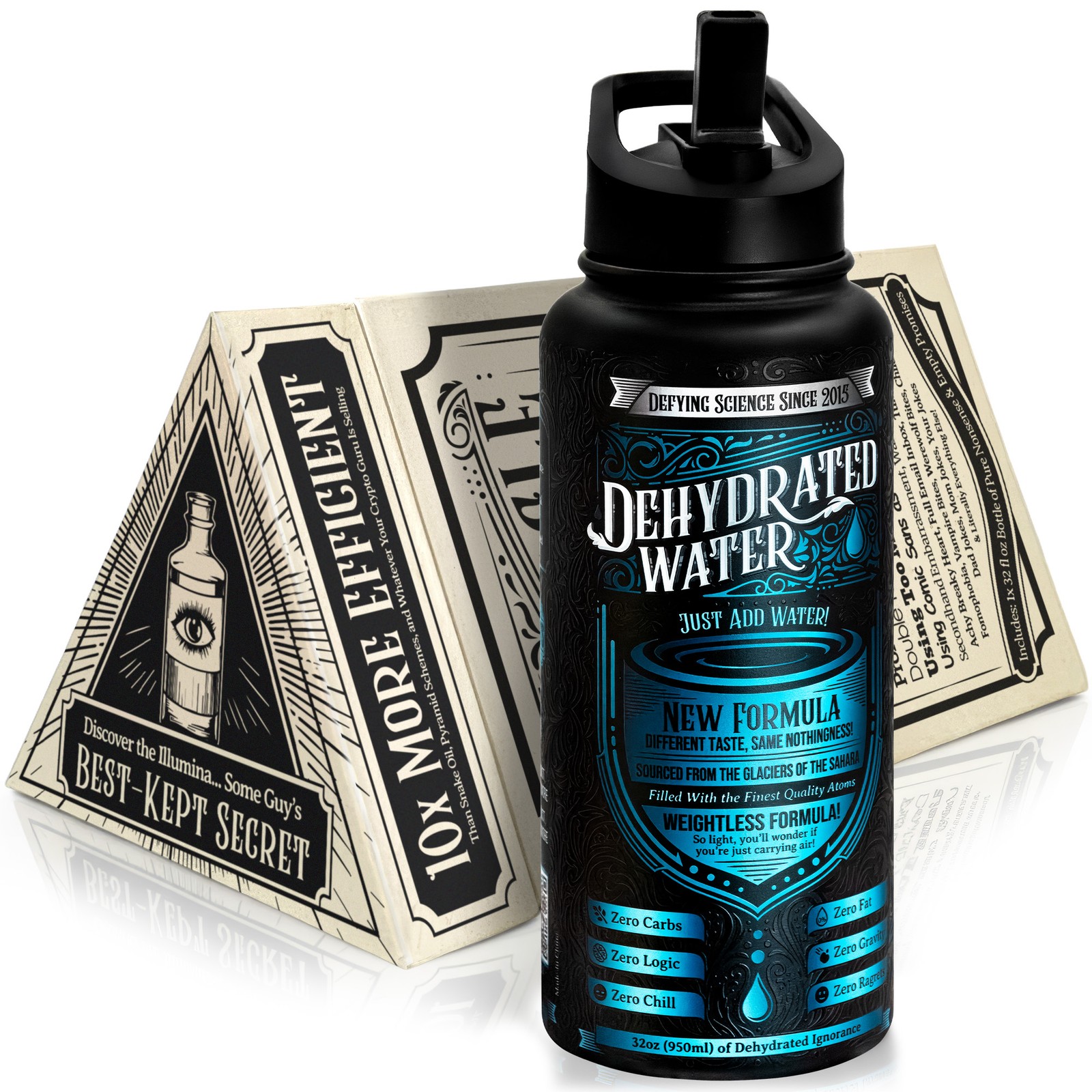 Avant Grub 32oz Dehydrated Water Bottle Fun Insulated Gag Gift Triangle Box Set
