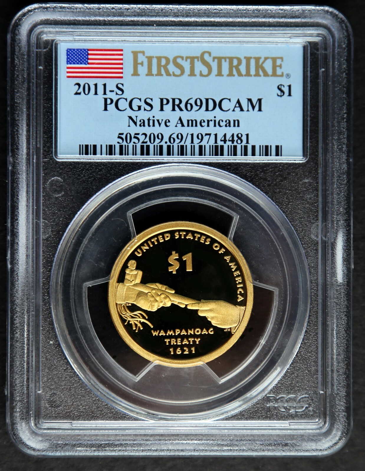 2011 S SACAGAWEA Wampanoag Treaty  PCGS PR69 DCAM FIRST STRIKE, FREE SHIP