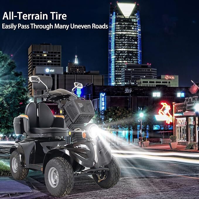 1000W 4 Wheel Heavy Duty Senior Mobility Scooter 60V/20A 500lbs 31 Miles 15MPH