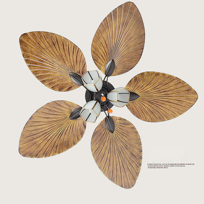 52'' Ceiling Fan w/ LED Light With Remote Control 5 Blades Tropical Palm Leaf US