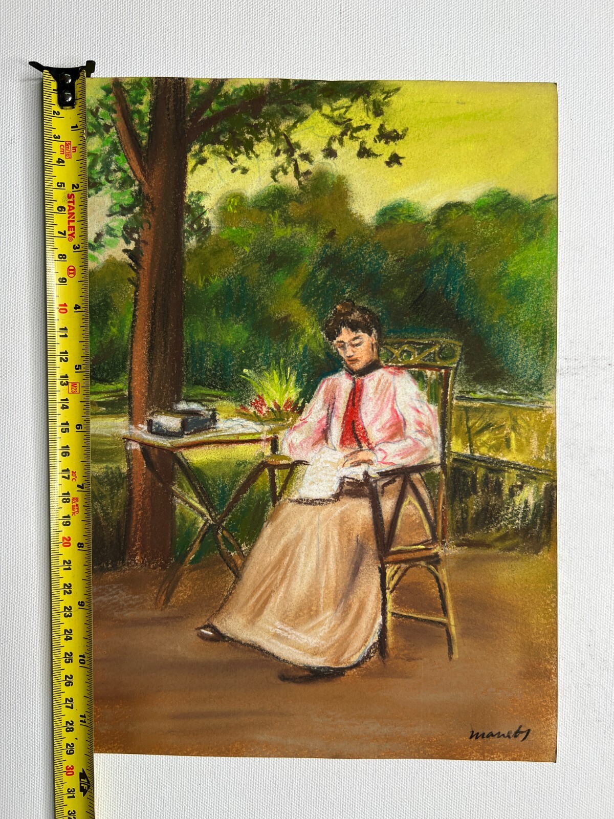 Edouard Manet Drawing on paper (Handmade) signed and stamped mixed media.