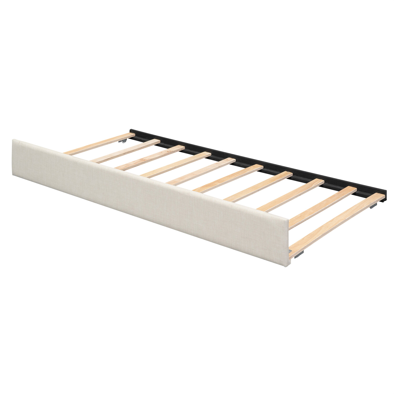Twin Size Daybed Upholstered Bed Frame Sofa Bed with Trundle Bed Beige