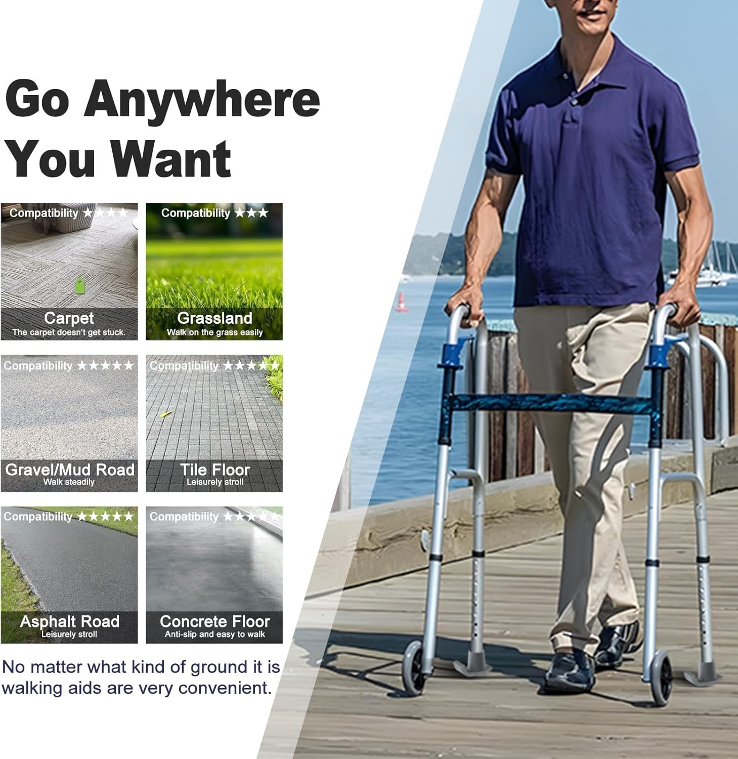 2-Pack Durable Walker Ski Glides - Easy Install for Safe Mobility on Any Surface