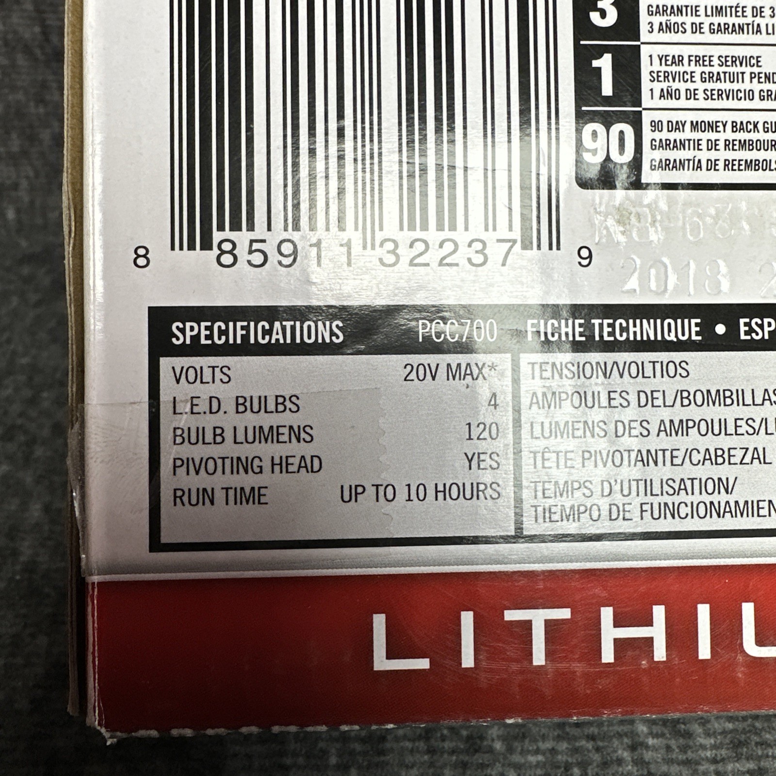 Porter Cable 20V Max Lithium Pivoting Flashlight (Tool Only) SEALED PCC700