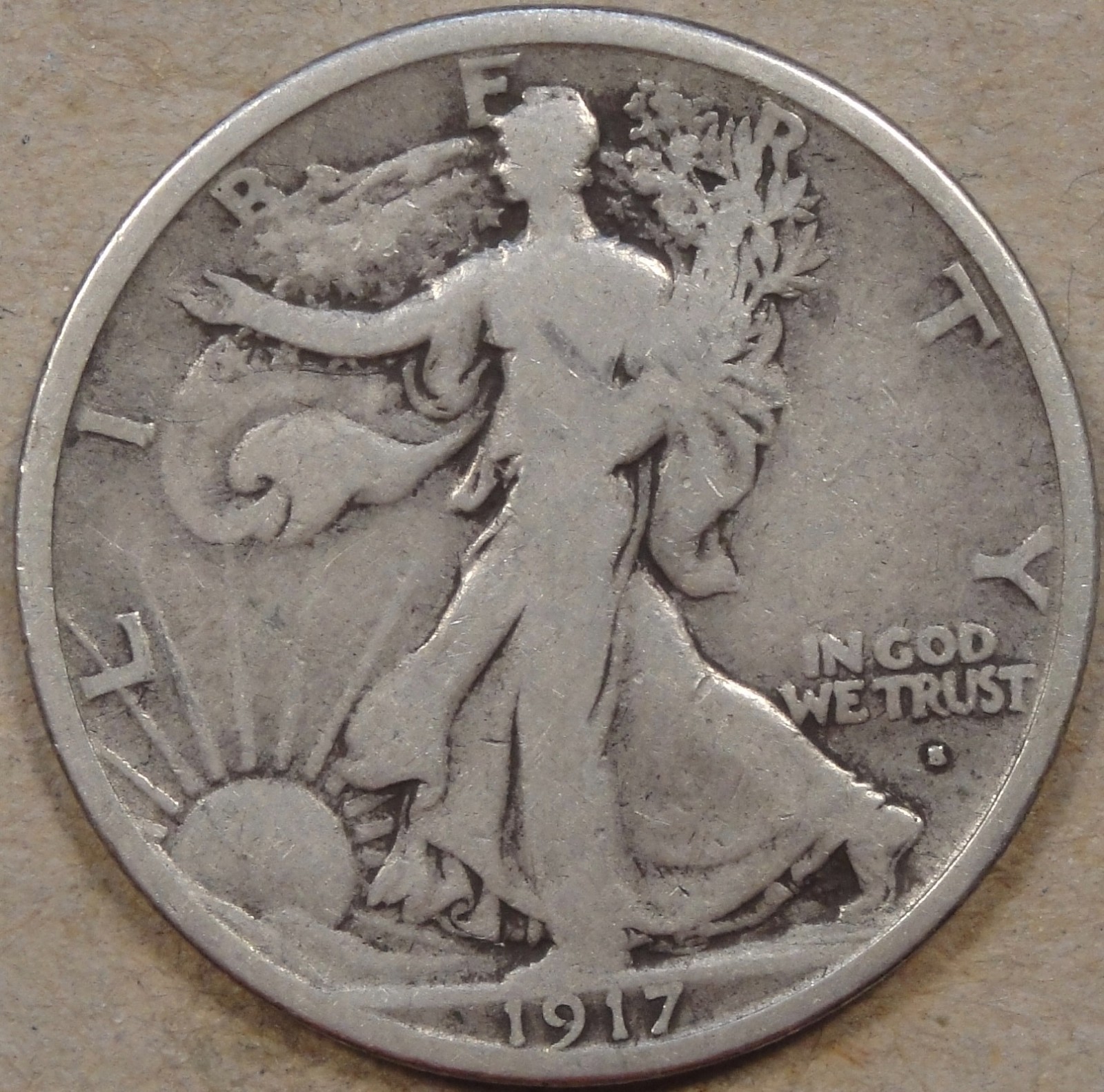1917-S Obv Walking Liberty Half Dollar 50c VG+ as Pictured L4-2