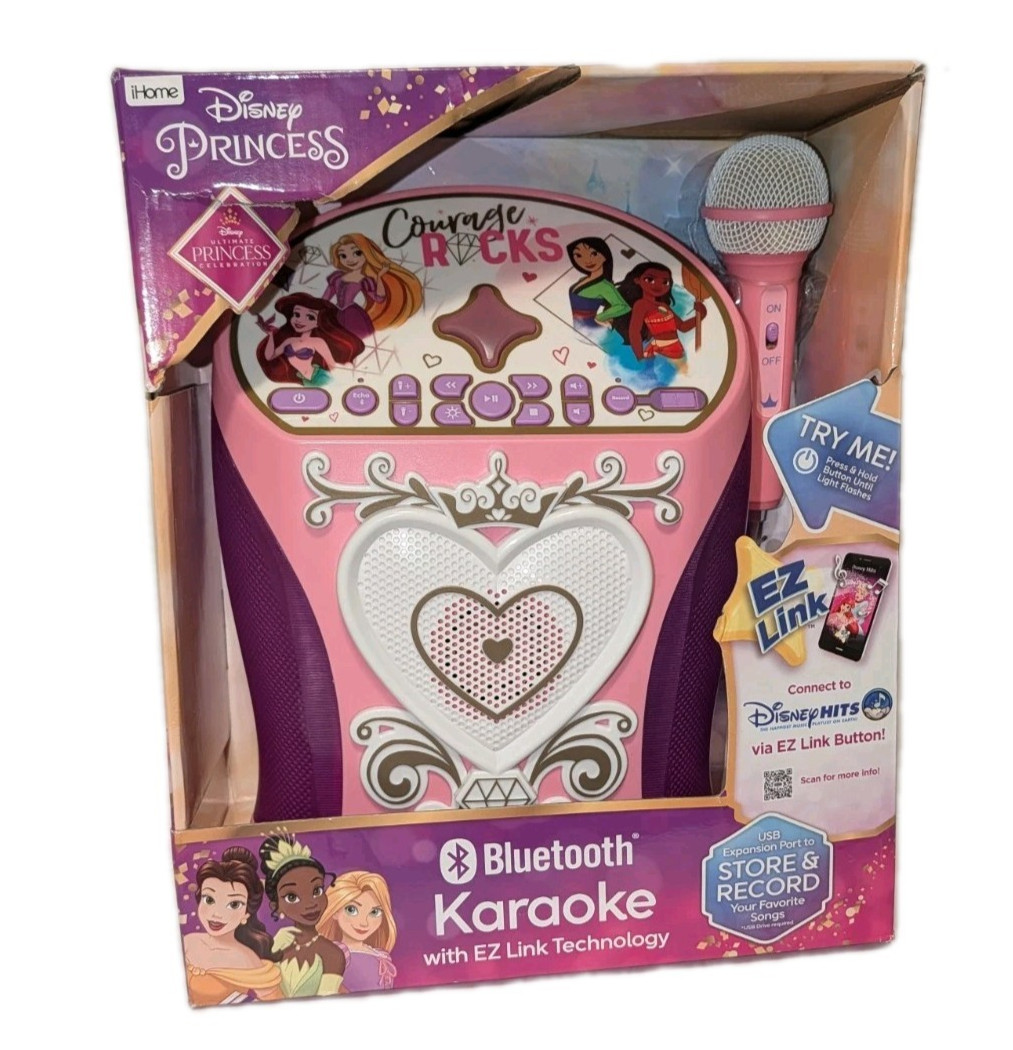 Disney Princess Bluetooth Karaoke Machine w/ Microphone iHome EZ Link Speaker