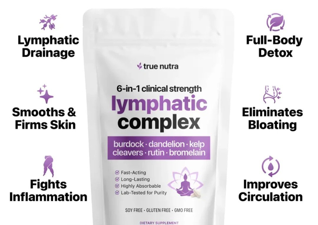 6-in-1 Lymphatic Complex Drainage Supplement Dandelion Burdock Bromelain Kelp