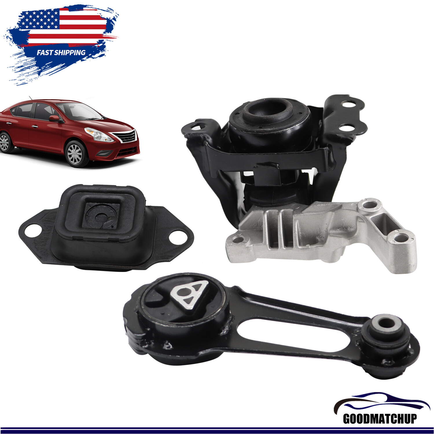 3* Engine & Trans Mount w/ Bracket 2012-2017 for Nissan Versa Versa Note 1.6L US