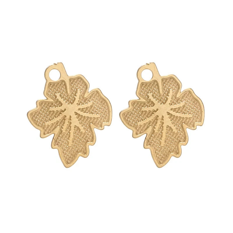 20pcs Gold Stainless Steel Leaf Earrings Post with ring for DIY Earrings Making