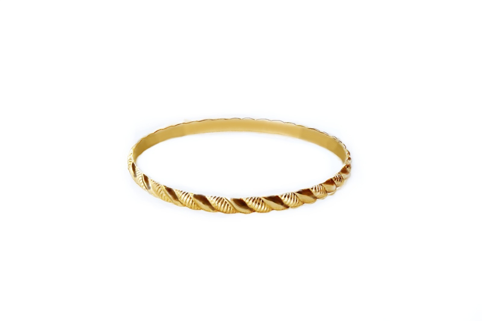 Vintage 1980 solid rope rigid Bangle   Authentic Gold Filled 1-20 14K